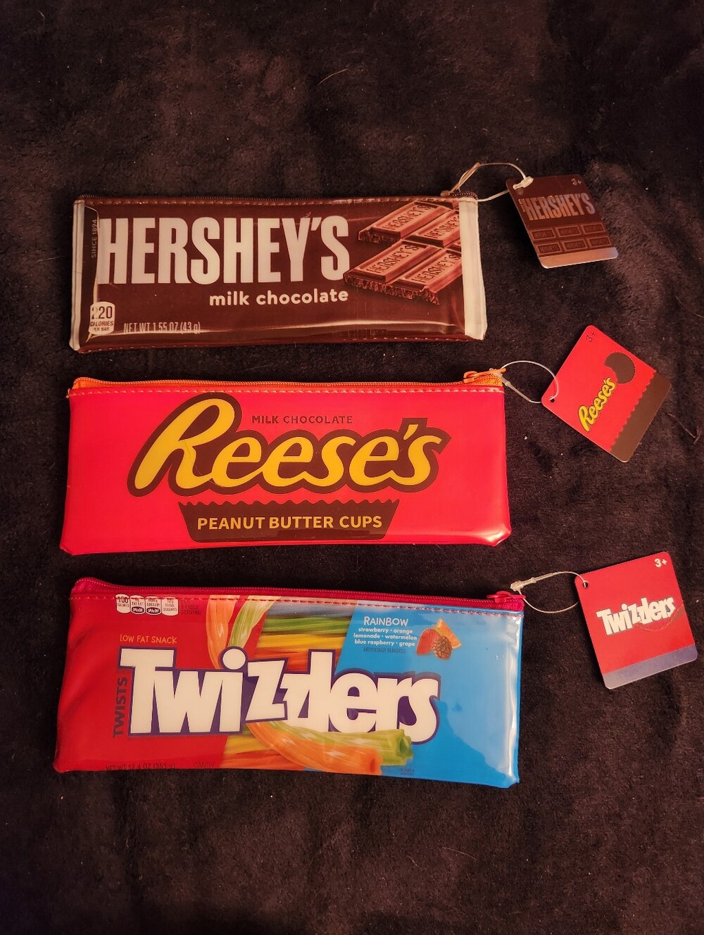 Hersheys Pencil Makeup Pouch Bag Set Of 3 Twizzlers Reeses Hershey Bar NWT